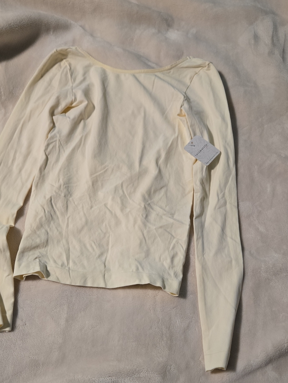 Free People Lightweight Cream Long Sleeve Crewneck Top
